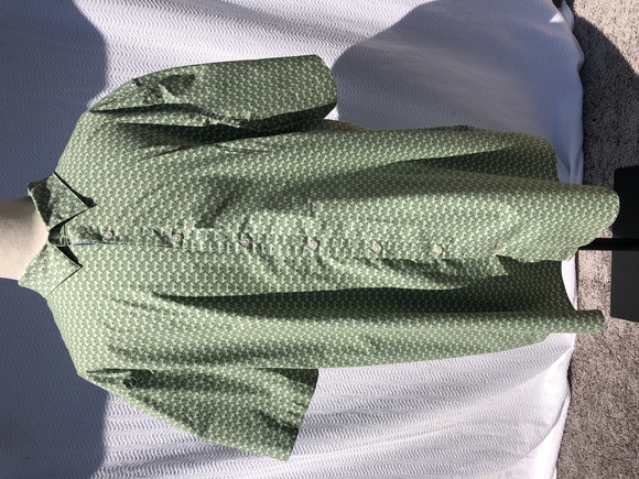 Shaquille O'Neal XLG Men's Shirt 4XLT Button Short Sleeve Lgt/Med Green Pattern - Picture 1 of 6